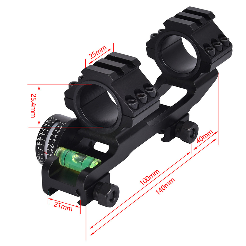 Scope Mount Matte Black Finish Dual Rings Bubble Level and Angle Indicator voor 21 mm